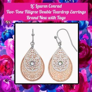 LC Lauren Conrad Two-Tone Filigree Double Teardrop Earrings